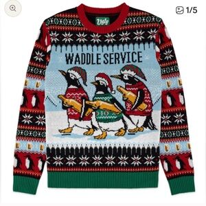 Christmas Sweater with Penguins - Multicolor Size S